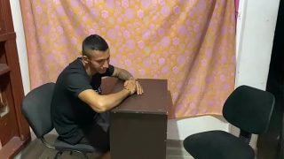 horny guy training his teen girl friend in livingroom