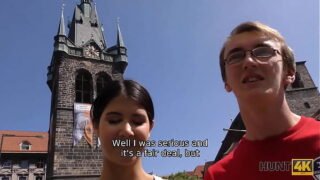 Horny Svelte brunette cheats on nerdy bf to earn cash for vacation