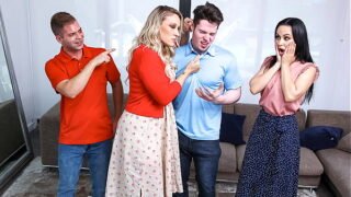 Hot milfs Briana and bo Giving Disciplinary Lessons to Their Stepsons