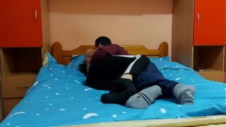 Teen girl friend with tight pussy rides boy friends big dick